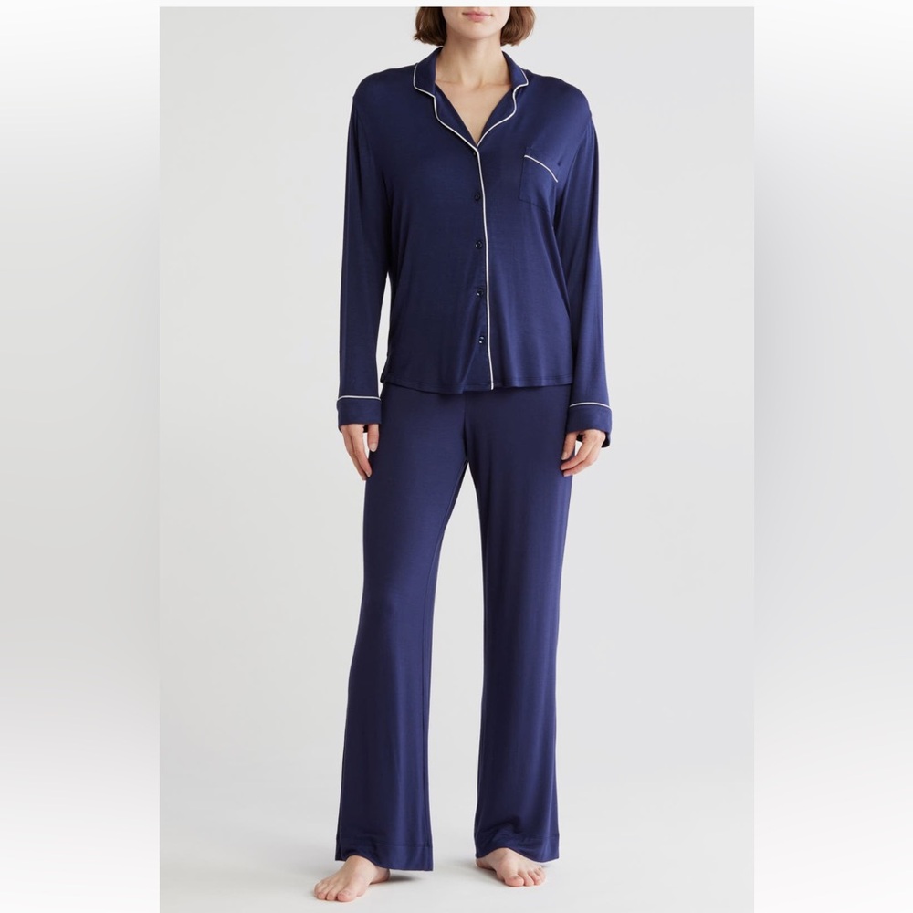 Nordstrom Rack Navy Blue Pajama Set with White Trim